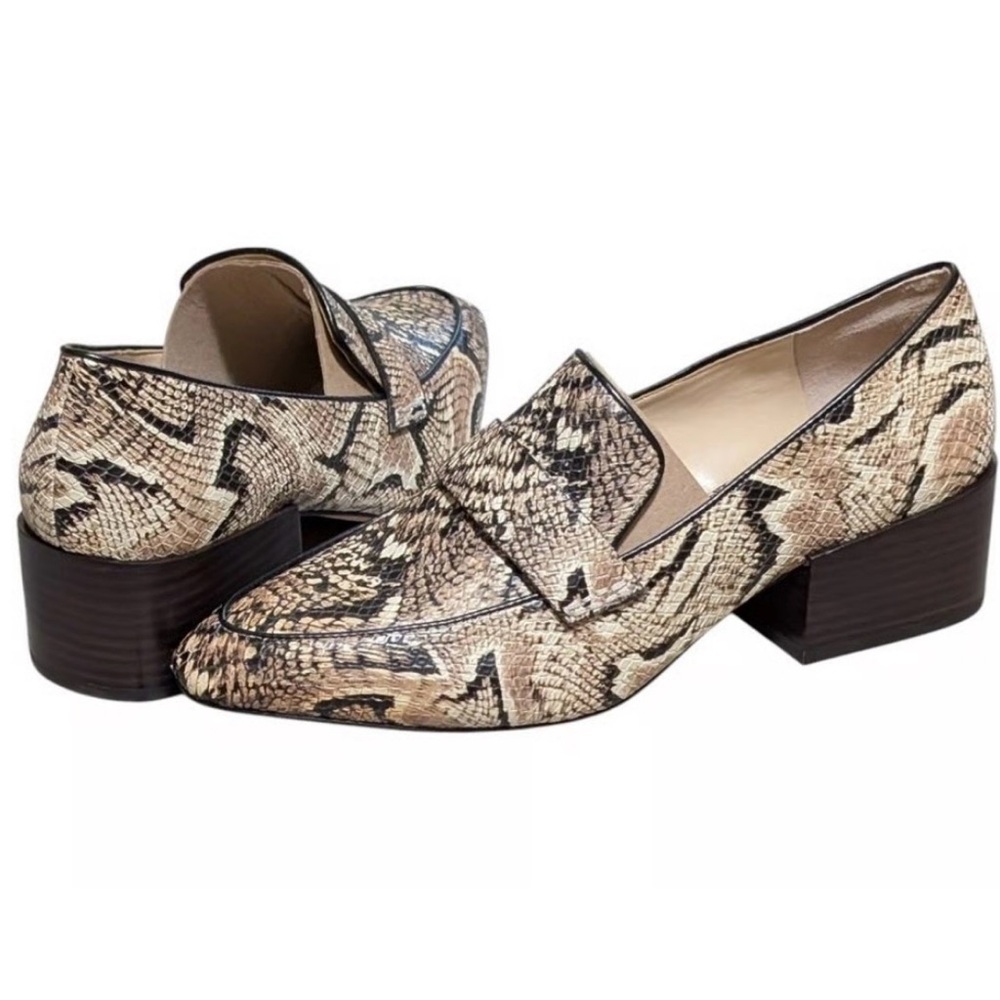 Vince Camuto Adealia Snake Skin Leather Block Heel Loafers Women’s 6.5M